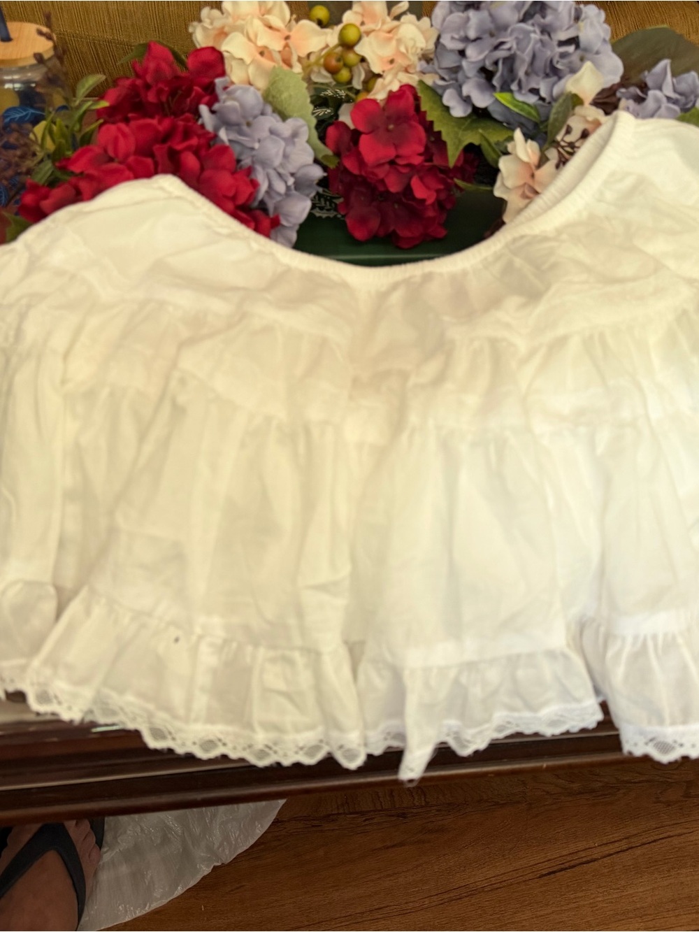 Women's White Tiered Mini Skirt with Ruffle Trim